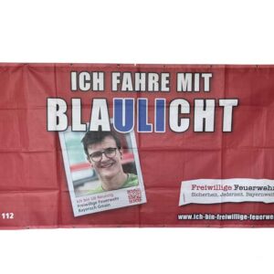 Banner: "Ich fahre mit Blaulicht"